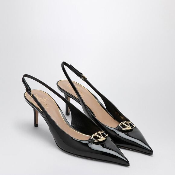 The Bold Edition Vlogo Slingback 65 Deep Mouth Half Drag Heels Black Calfskin